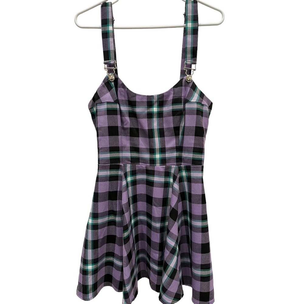Purple Plaid Overall Skater Dress/ Schoolgirl/ retro Halloween costume size 8